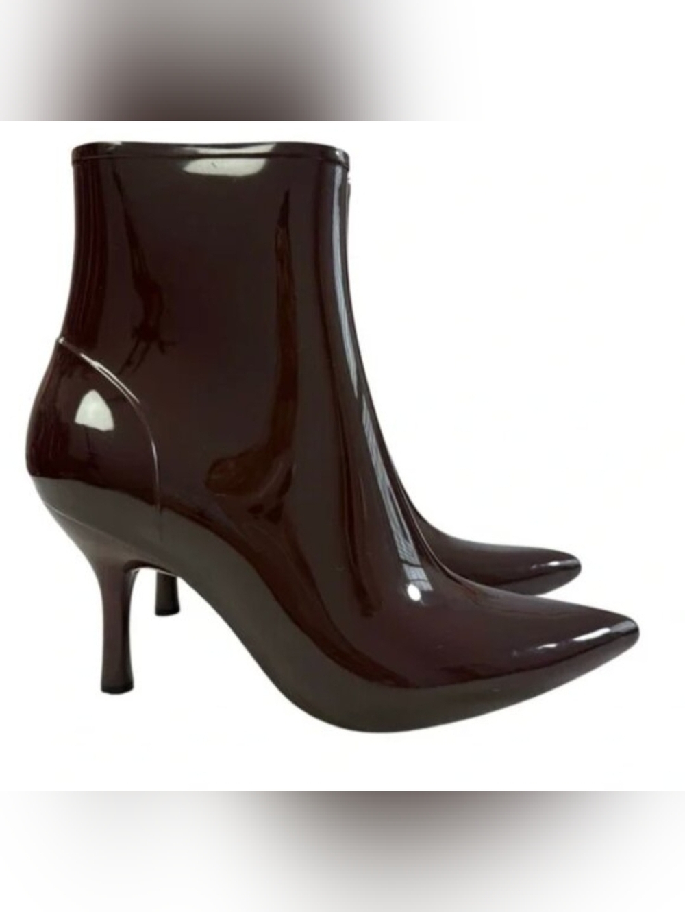 Jeffrey Campbell Glossy Pointed Ankle Boots in Wine Shiny